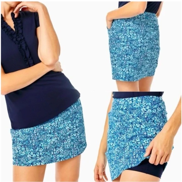 NWT Lilly Pulitzer Monica Skort Cumulus Blue Blooming Together Golf Size 6
